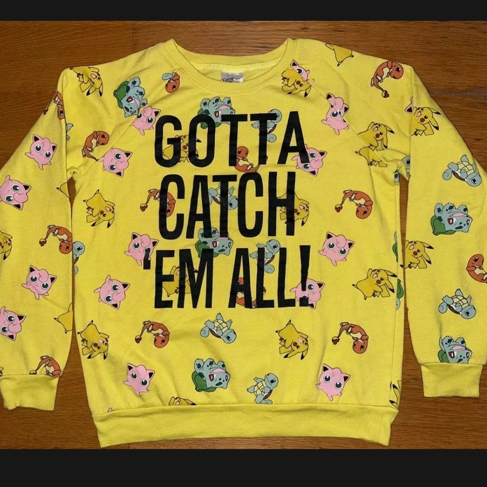 Pokemon 2016 Gotta Catch ‘Em All All Over Print Pullover Sweater Sz M